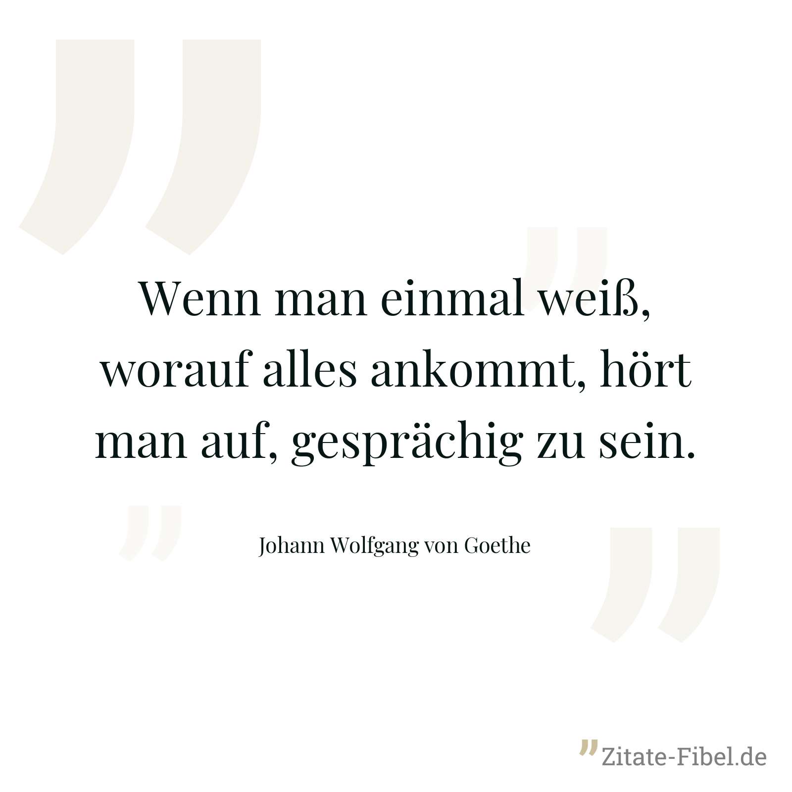 Wenn man einmal weiß, worauf alles ankommt, hört man auf, gesprächig zu sein. - Johann Wolfgang von Goethe
