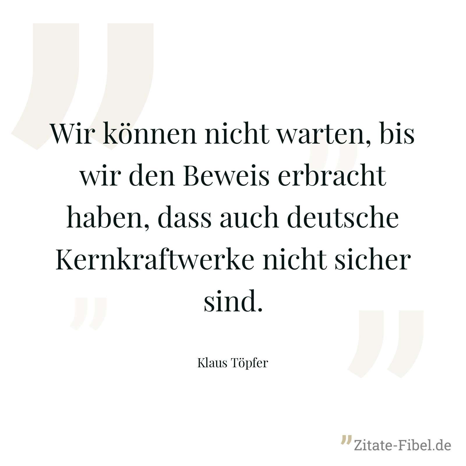 Wir können nicht warten, bis wir den Beweis erbracht haben, dass auch deutsche Kernkraftwerke nicht sicher sind. - Klaus Töpfer