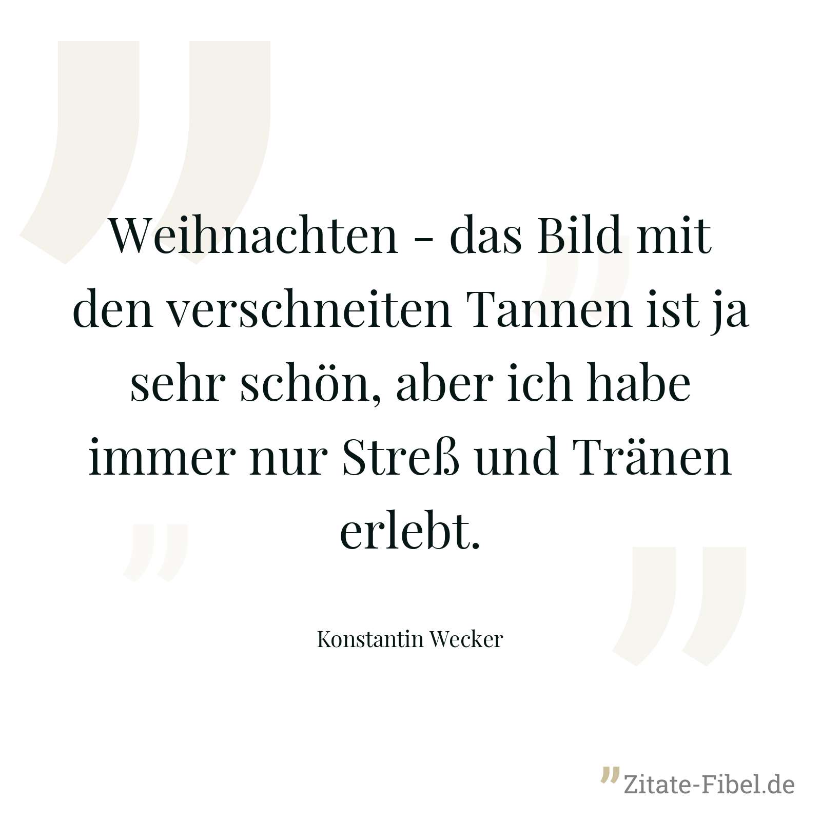 Weihnachten - das Bild mit den verschneiten Tannen ist ja sehr schön, aber ich habe immer nur Streß und Tränen erlebt. - Konstantin Wecker