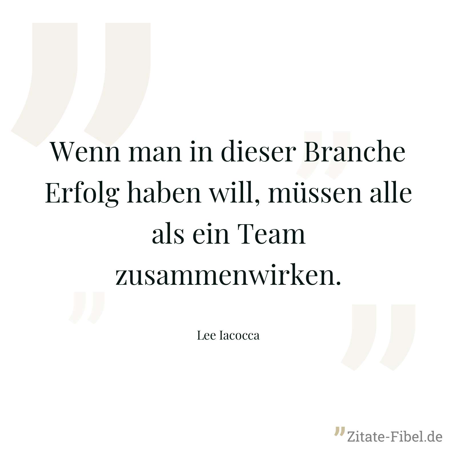 Wenn man in dieser Branche Erfolg haben will, müssen alle als ein Team zusammenwirken. - Lee Iacocca