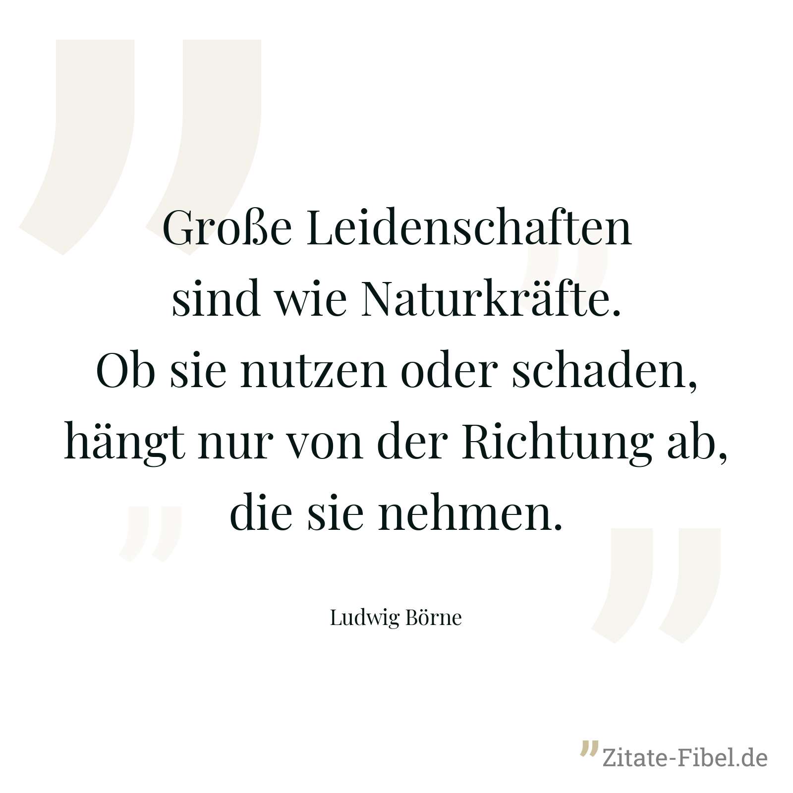 Große Leidenschaften sind wie Naturkräfte. Ob sie nutzen oder schaden, hängt nur von der Richtung ab, die sie nehmen. - Ludwig Börne