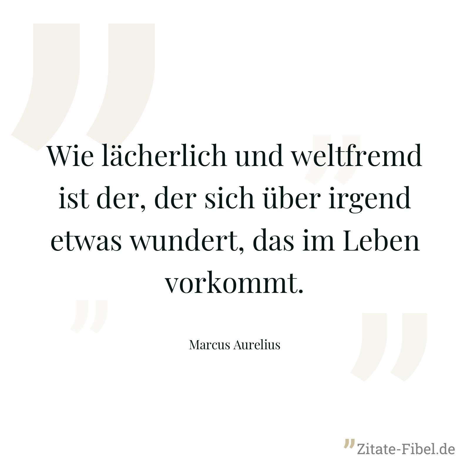 Wie lächerlich und weltfremd ist der, der sich über irgend etwas wundert, das im Leben vorkommt. - Marcus Aurelius
