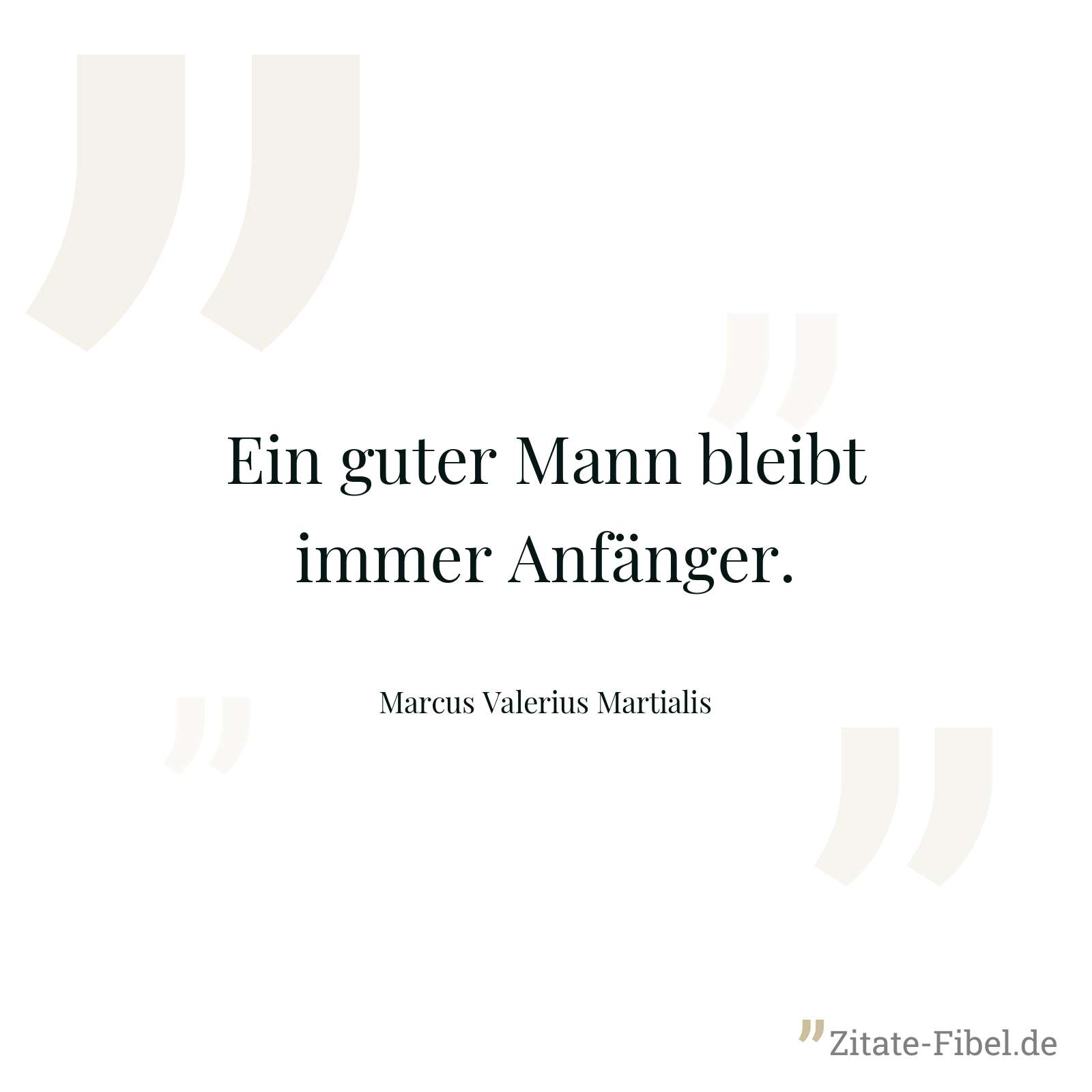 Ein guter Mann bleibt immer Anfänger. - Marcus Valerius Martialis