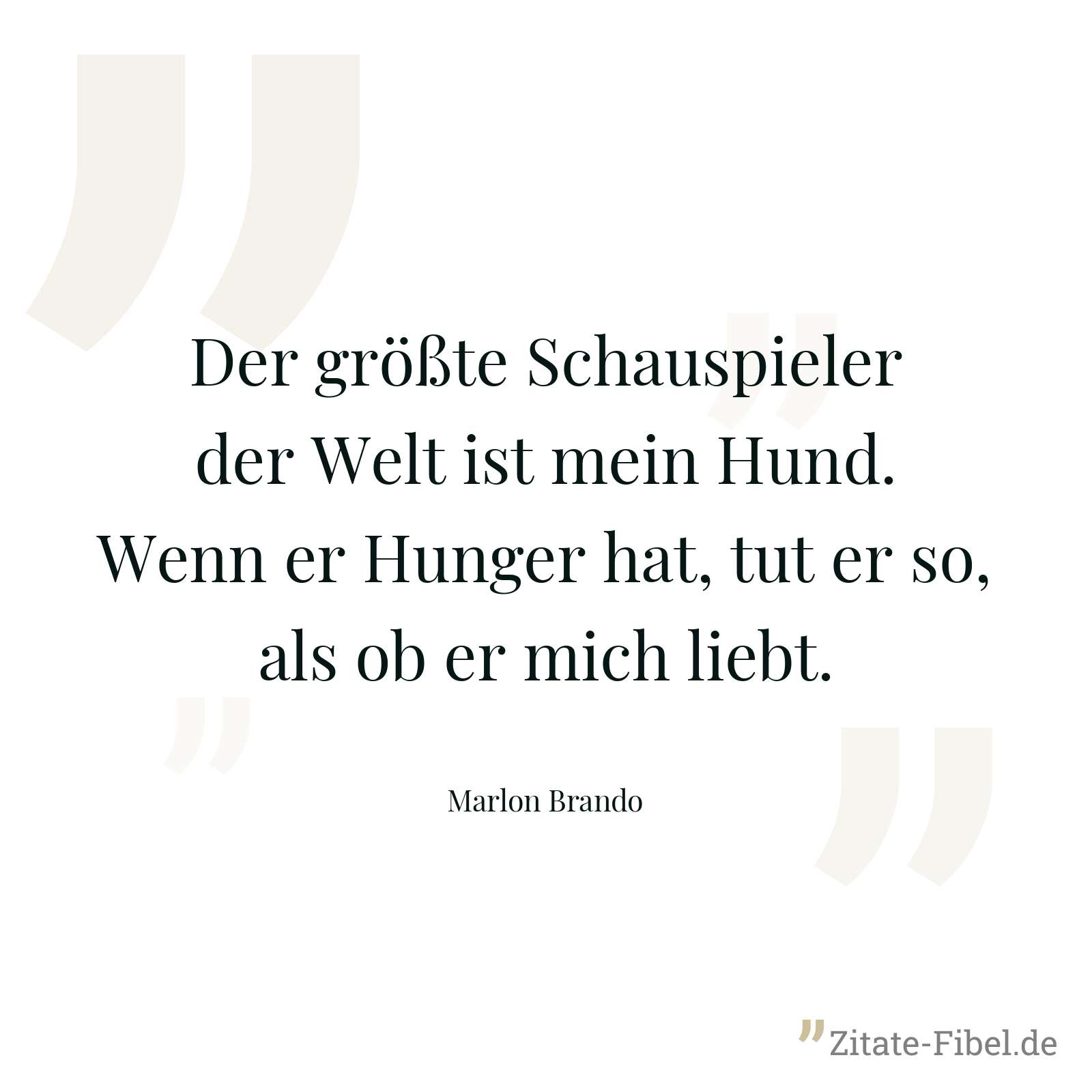 Der größte Schauspieler der Welt ist mein Hund. Wenn er Hunger hat, tut er so, als ob er mich liebt. - Marlon Brando