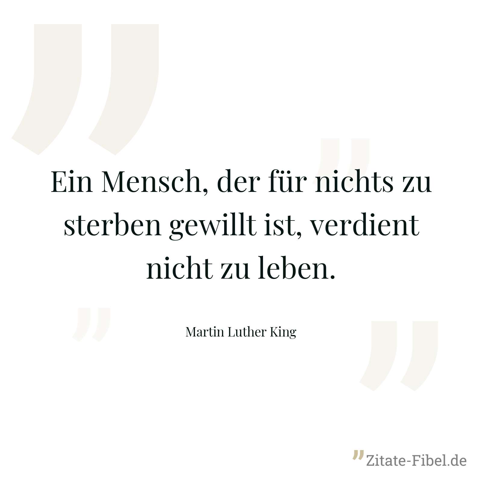 Ein Mensch, der für nichts zu sterben gewillt ist, verdient nicht zu leben. - Martin Luther King