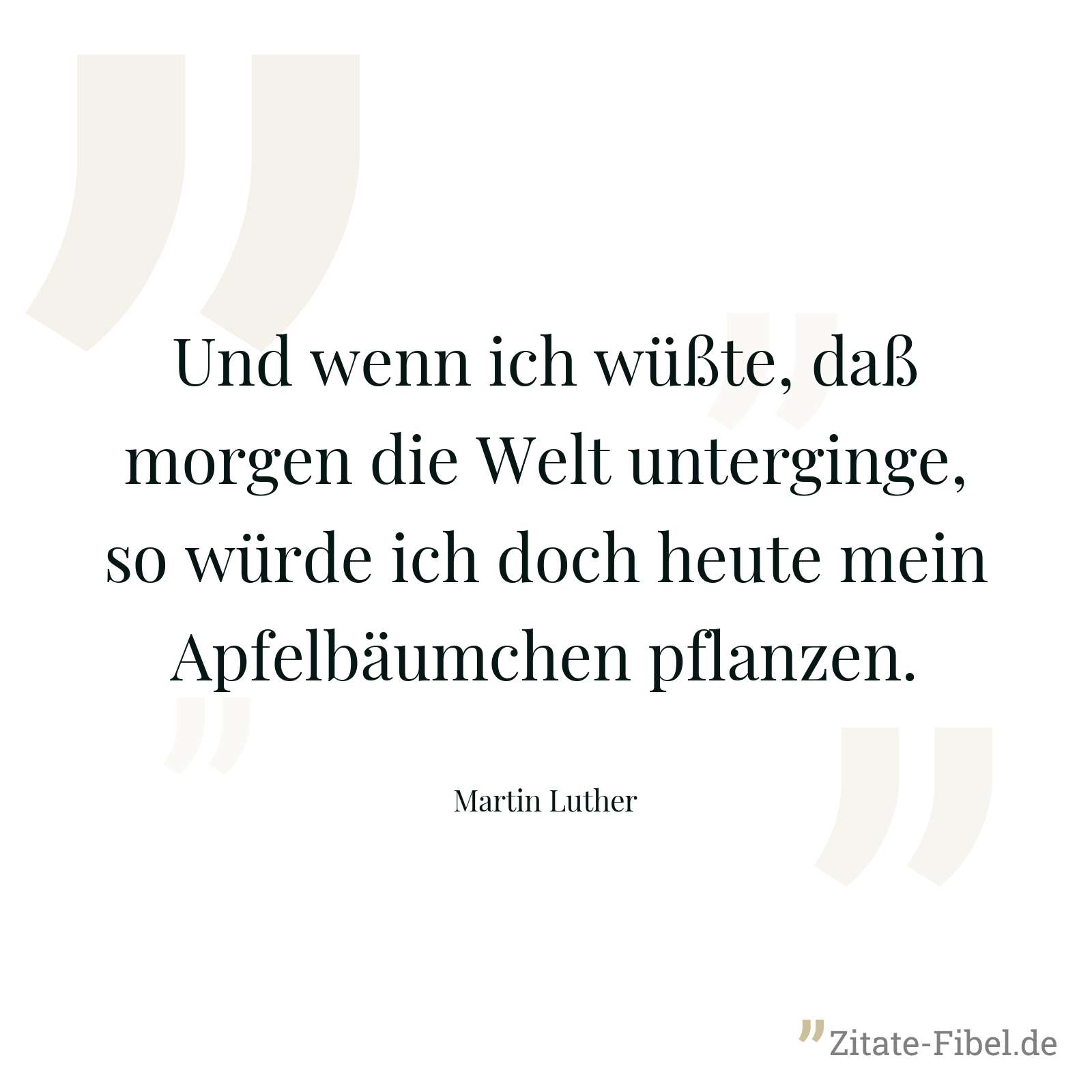 Und wenn ich wüßte, daß morgen die Welt unterginge, so würde ich doch heute mein Apfelbäumchen pflanzen. - Martin Luther