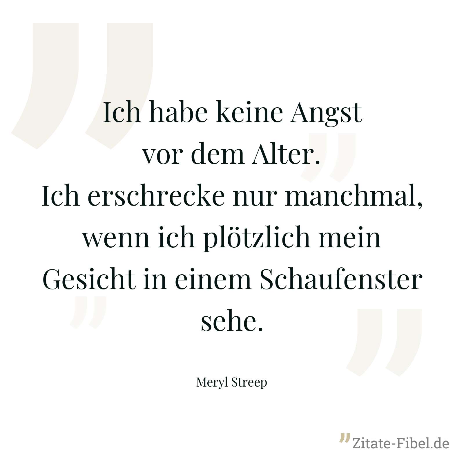 Ich habe keine Angst vor dem Alter. Ich erschrecke nur manchmal, wenn ich plötzlich mein Gesicht in einem Schaufenster sehe. - Meryl Streep