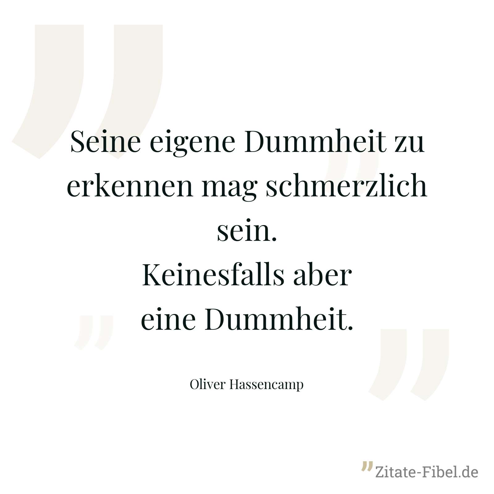 Seine eigene Dummheit zu erkennen mag schmerzlich sein. Keinesfalls aber eine Dummheit. - Oliver Hassencamp