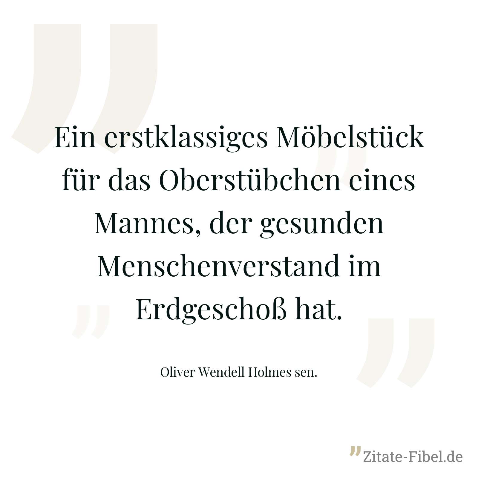 Ein erstklassiges Möbelstück für das Oberstübchen eines Mannes, der gesunden Menschenverstand im Erdgeschoß hat. - Oliver Wendell Holmes sen.