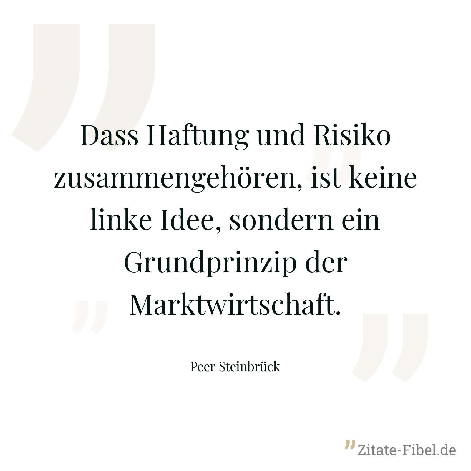 Dass Haftung und Risiko zusammengehören, ist keine linke Idee, sondern ein Grundprinzip der Marktwirtschaft. - Peer Steinbrück