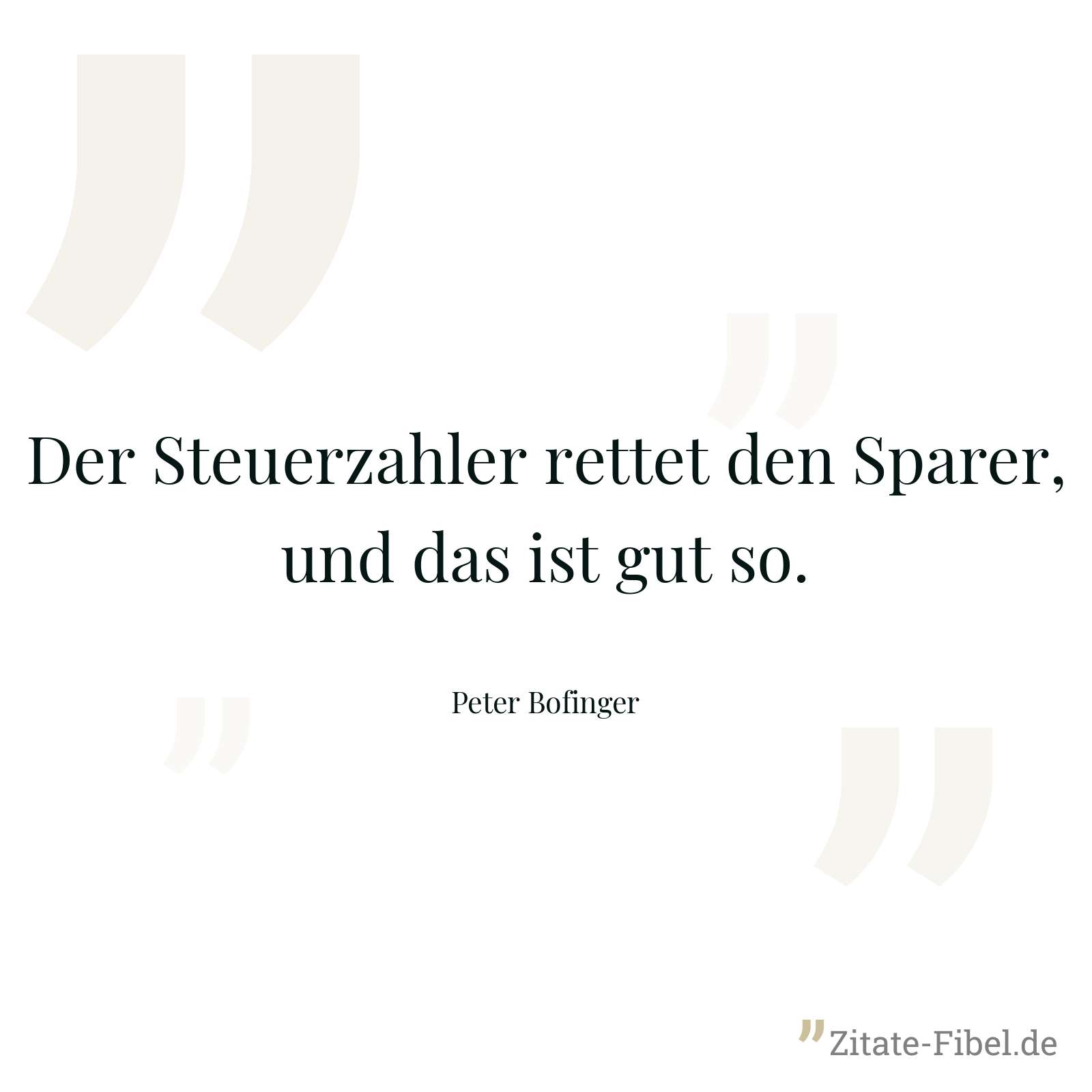 Der Steuerzahler rettet den Sparer, und das ist gut so. - Peter Bofinger