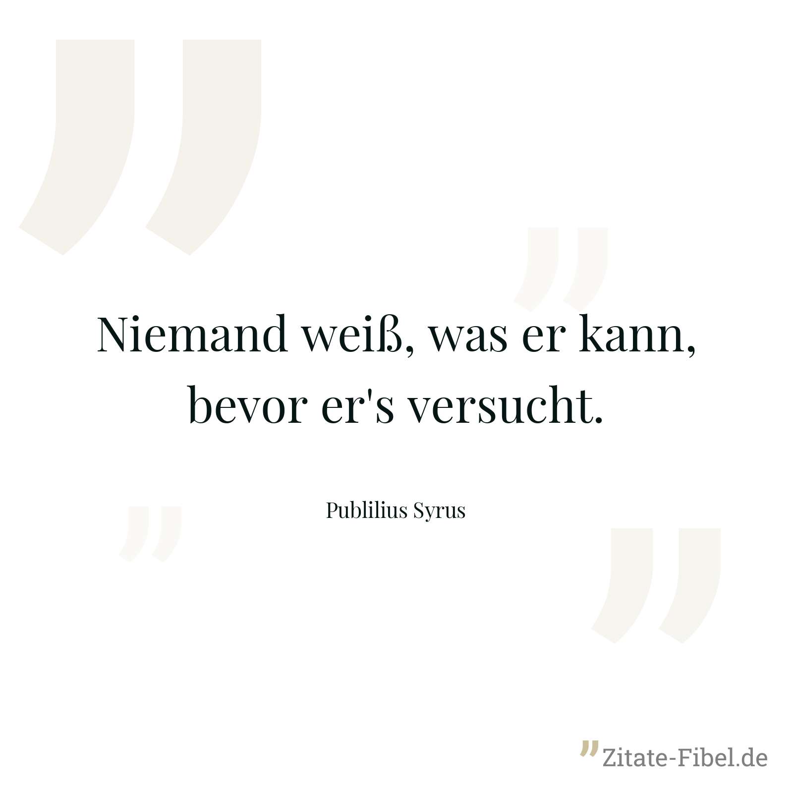 Niemand weiß, was er kann, bevor er's versucht. - Publilius Syrus