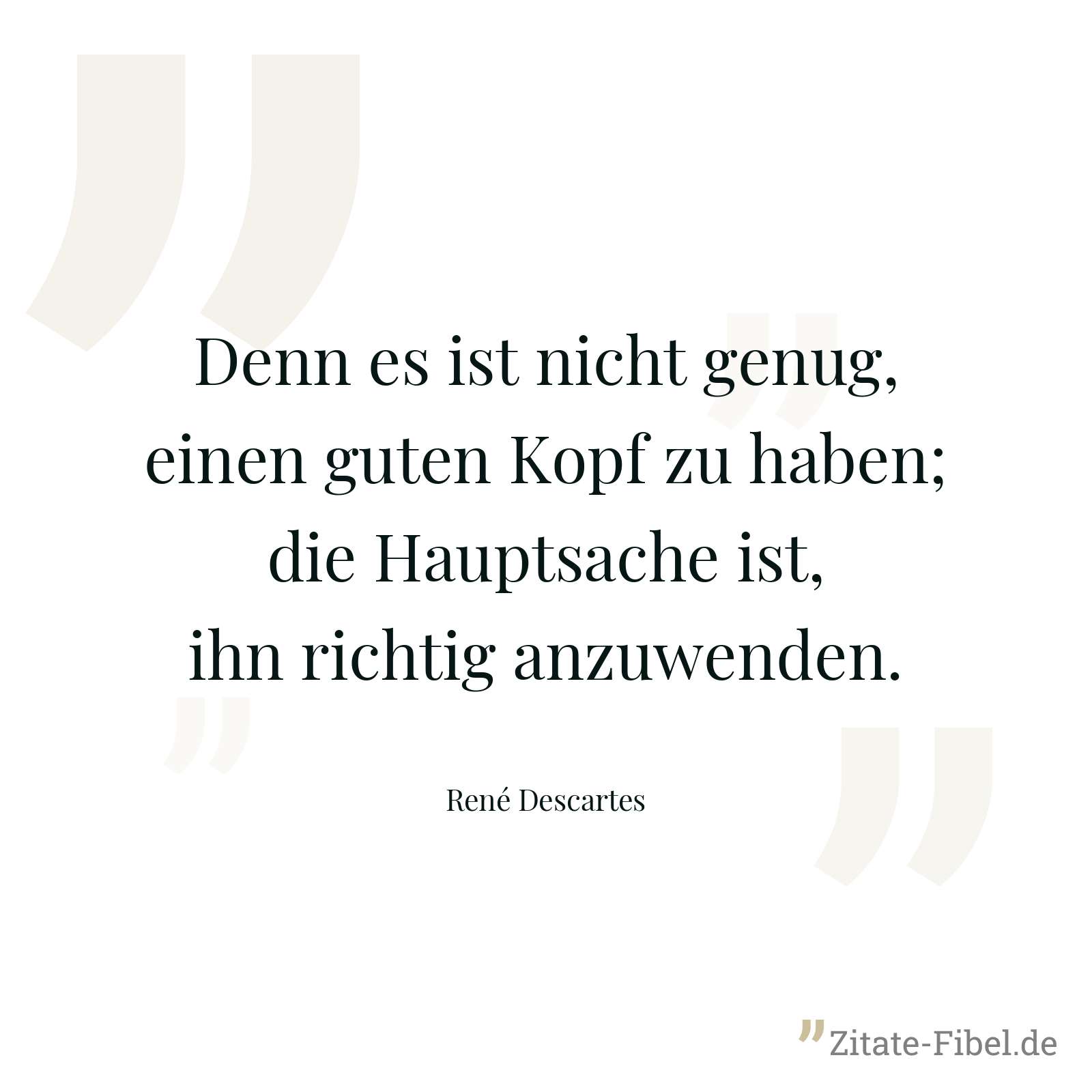 Denn es ist nicht genug, einen guten Kopf zu haben; die Hauptsache ist, ihn richtig anzuwenden. - René Descartes