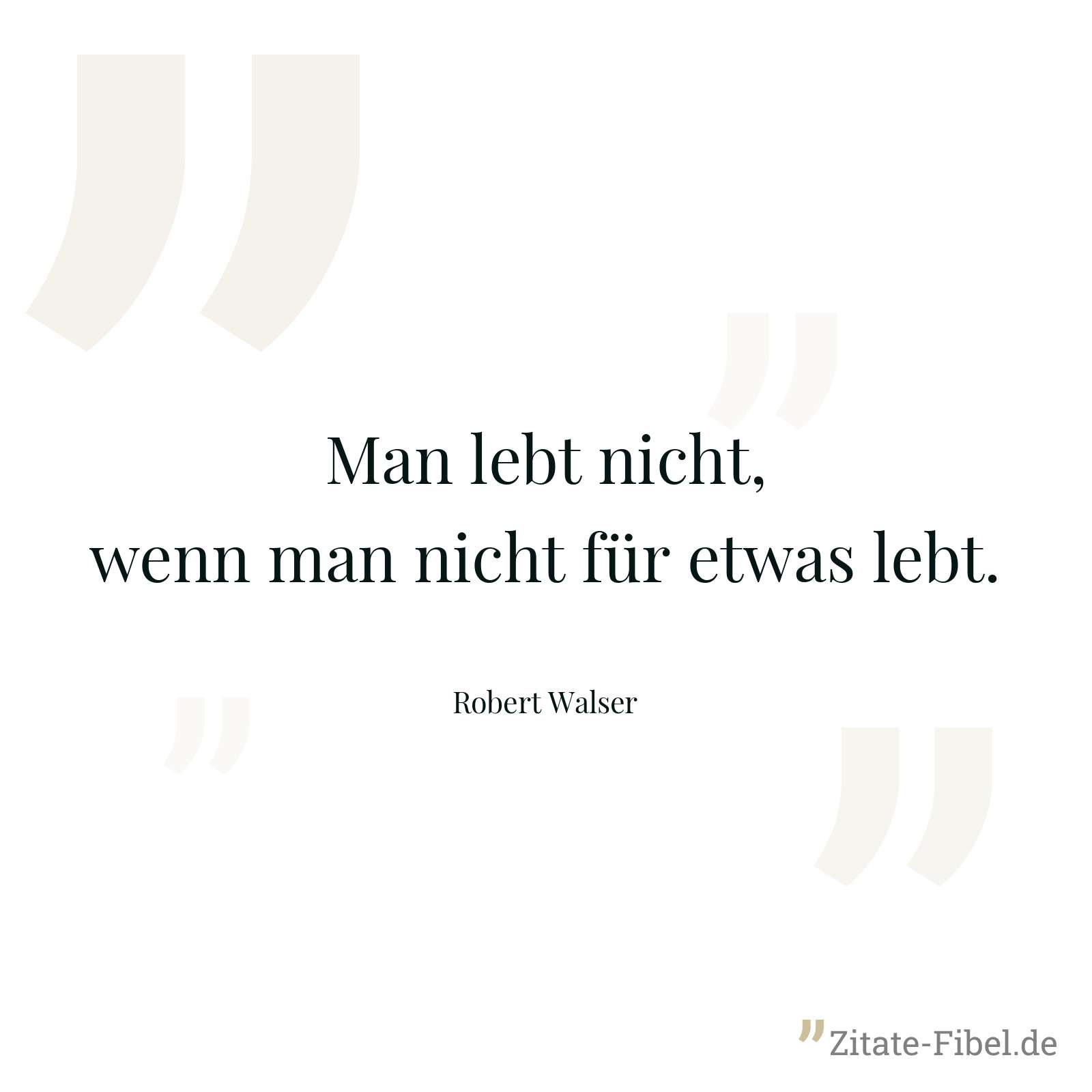 Man lebt nicht, wenn man nicht für etwas lebt. - Robert Walser