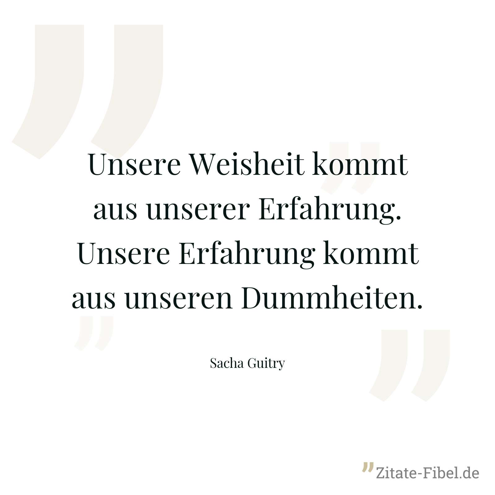Unsere Weisheit kommt aus unserer Erfahrung. Unsere Erfahrung kommt aus unseren Dummheiten. - Sacha Guitry