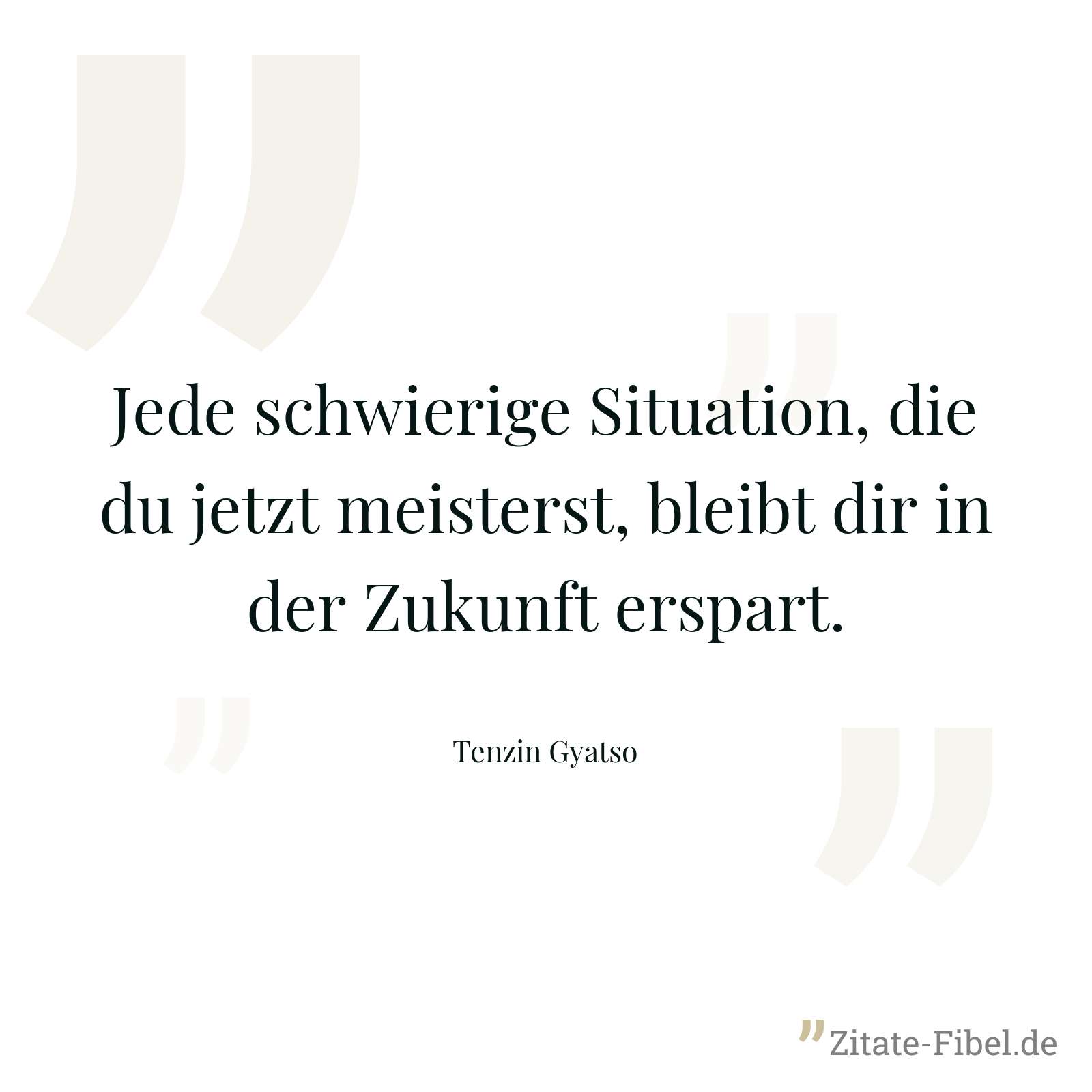 Jede schwierige Situation, die du jetzt meisterst, bleibt dir in der Zukunft erspart. - Tenzin Gyatso