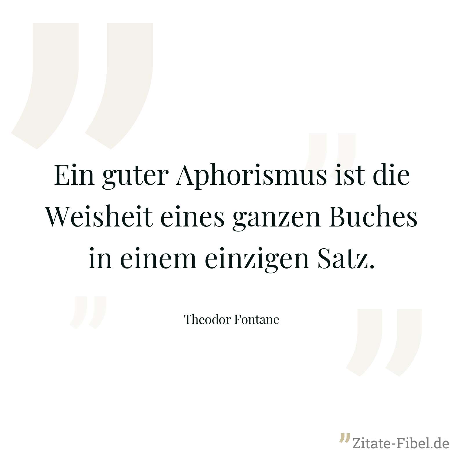 Ein guter Aphorismus ist die Weisheit eines ganzen Buches in einem einzigen Satz. - Theodor Fontane