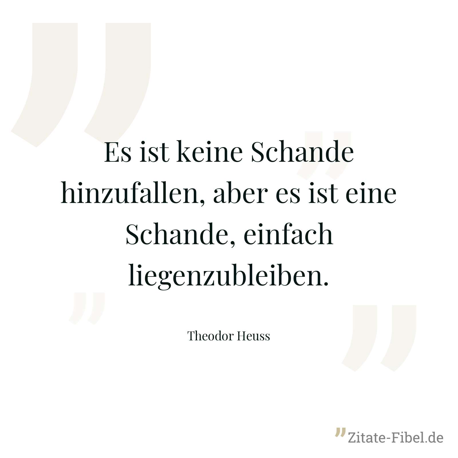 Es ist keine Schande hinzufallen, aber es ist eine Schande, einfach liegenzubleiben. - Theodor Heuss