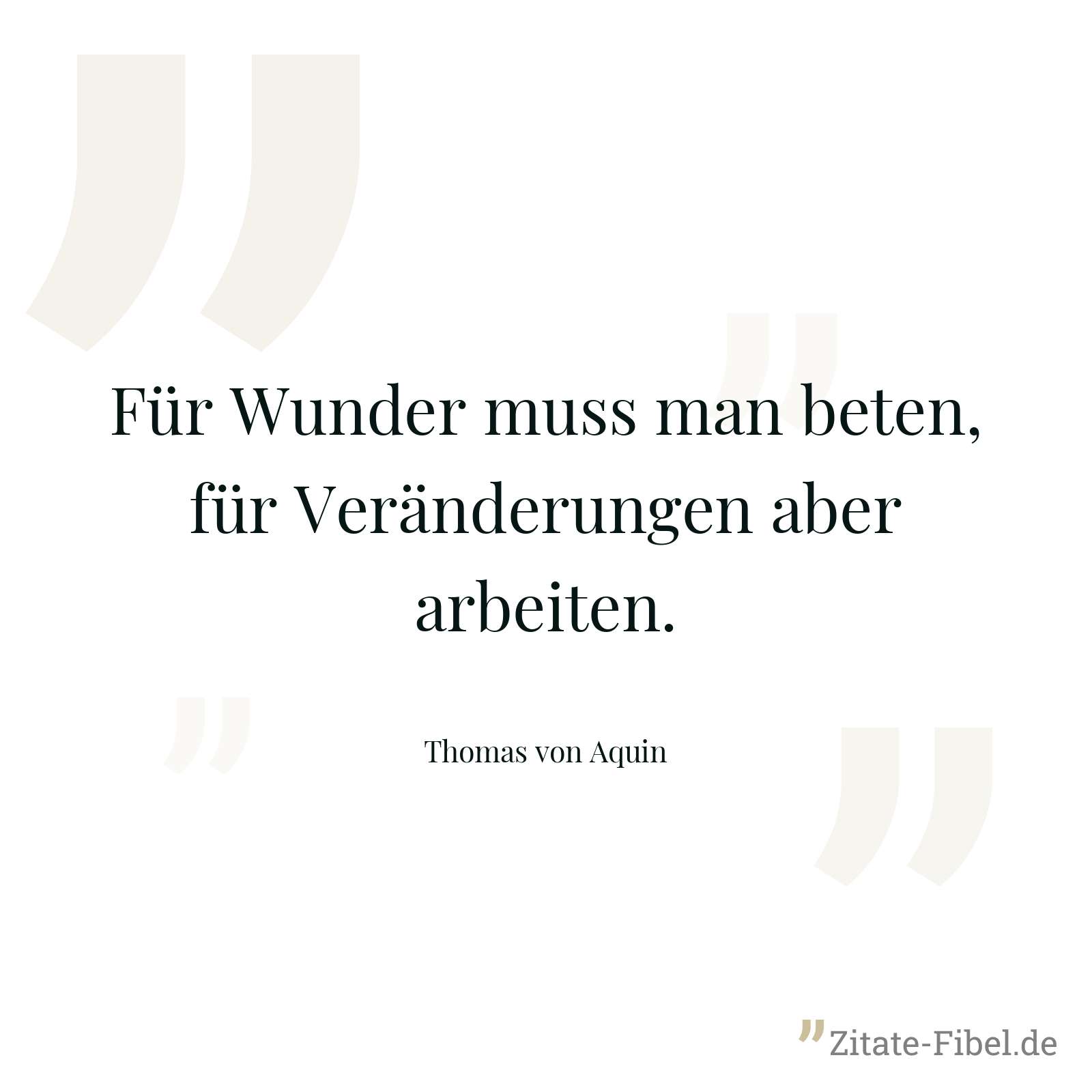 Für Wunder muss man beten, für Veränderungen aber arbeiten. - Thomas von Aquin