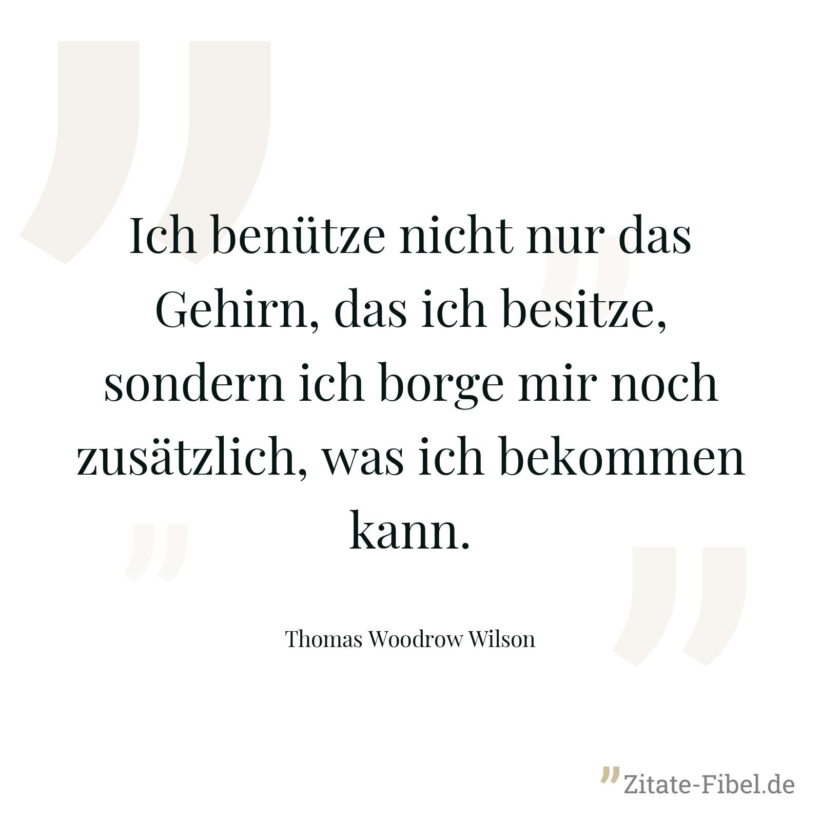 Ich benütze nicht nur das Gehirn, das ich besitze, sondern ich borge mir noch zusätzlich, was ich bekommen kann. - Thomas Woodrow Wilson