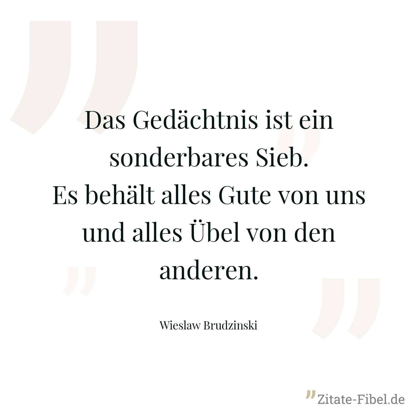 Das Gedächtnis ist ein sonderbares Sieb. Es behält alles Gute von uns und alles Übel von den anderen. - Wieslaw Brudzinski