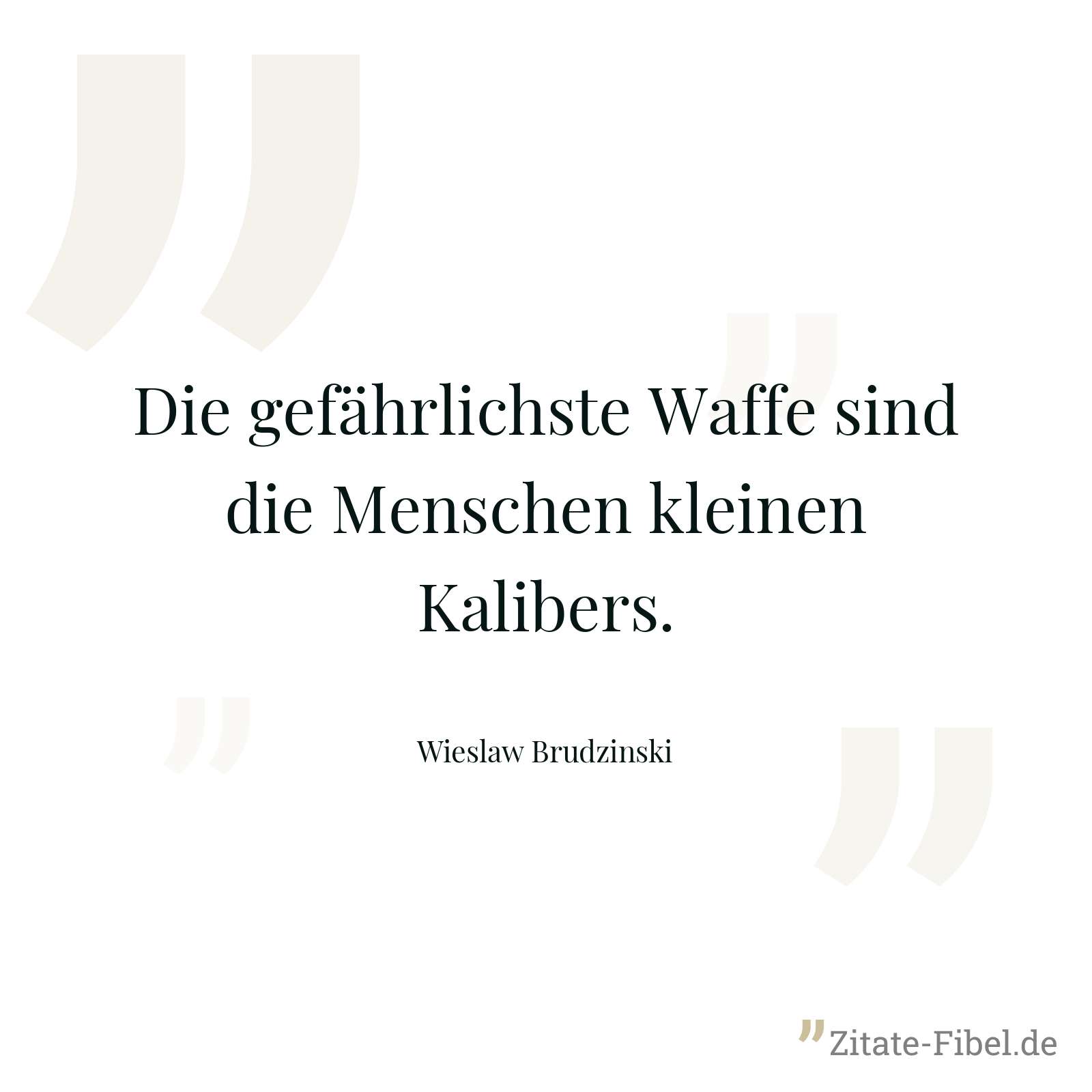 Die gefährlichste Waffe sind die Menschen kleinen Kalibers. - Wieslaw Brudzinski