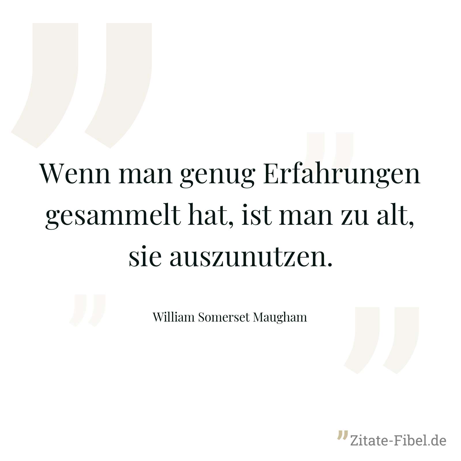 Wenn man genug Erfahrungen gesammelt hat, ist man zu alt, sie auszunutzen. - William Somerset Maugham